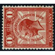 1929 1d scarlet. WATERMARK SIDEWAYS. SG 435a