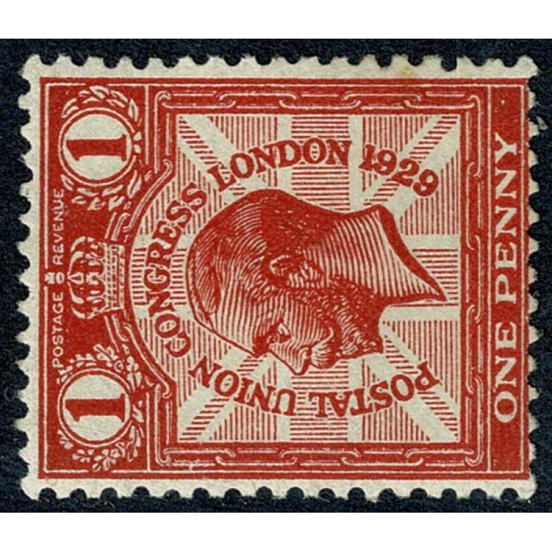 1929 1d scarlet. WATERMARK SIDEWAYS. SG 435a