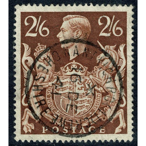 1939 "Arms" 2/6 brown. Fine Used single. "Nantwich Road, Crewe" SG 476