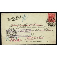 1904 1d cover with "Not To Be Found/447" and "Undelivered for reason stated/To be returned to Sender/at the address shown on cover"