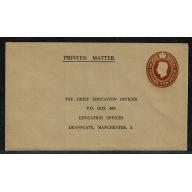 1950 2d brown STO envelope. Official mail "Chief Education Officer,Mancester"  H & B Type ES69