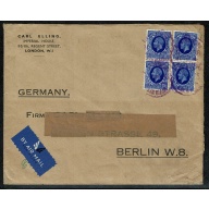 1936 Airmail cover London to Berlin with 4 x 2½d stamps (SG 443)