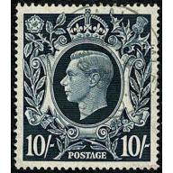 1939 10/- Dark Blue. Very Fine Used single. SG 478