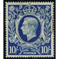 1939 10/- Ultramarine. Fine Used SG 478b