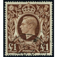 1948 £1 brown. Fine Used single SG 478c