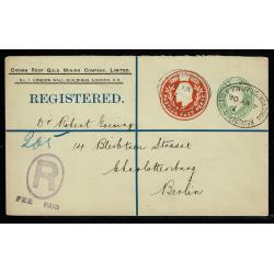 4d & ½d compound stamping on "Crown Reef Gold Mining Co." Registered cover. H&B ESC681