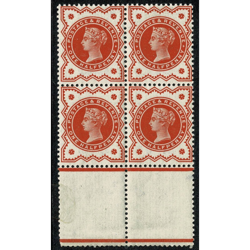 1887 ½d vermilion. Marginal block of four. Unmounted Mint. SG 197