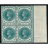 1900 ½d blue green. Marginal block of four. Unmounted Mint. SG 213