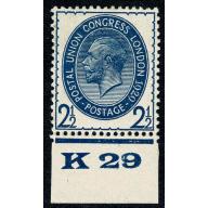 1929 P.U.C 2½d blue SG 437. Control K29 single. Mounted mint