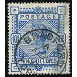 1883 10/- pale ultramarine "GF". Fine used SG 183a