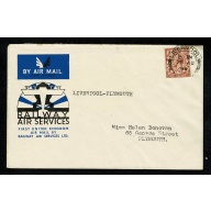 1934 Railway Air Services. Airmail First Flight Liverpool to Plymouth