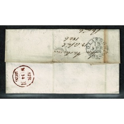 1826 "Wheel Tax" additional postage. Entire Glasgow to Edinburgh