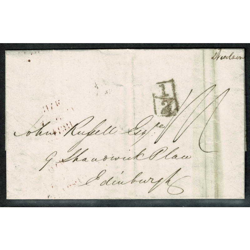 1834 "Wheel Tax" additional postage. Entire London to Edinburgh.